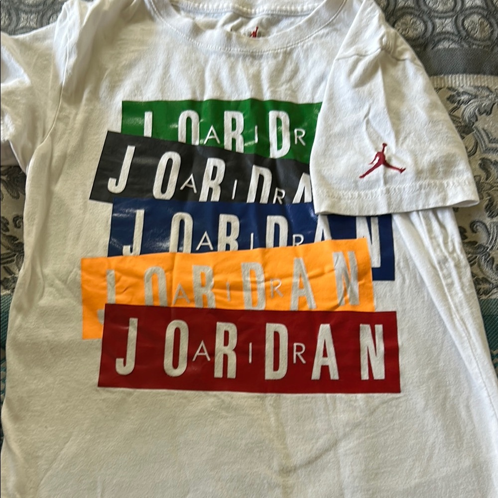 Jordan White and Green Graphic Tee Short Sleeve